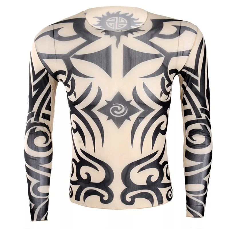 Фото Trend Realistic Tattoo Graphic T Shirt For Men Spring Autumn Fashion 3D Printed Long Sleeve T-shirt Cool Streetwear Loose Tops №3