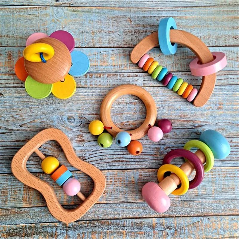 

0-12 Months Musical Instruments for Children Rattles for Babies Newborn Educational Wooden Toys Wood Rattle Montessori Baby Toys