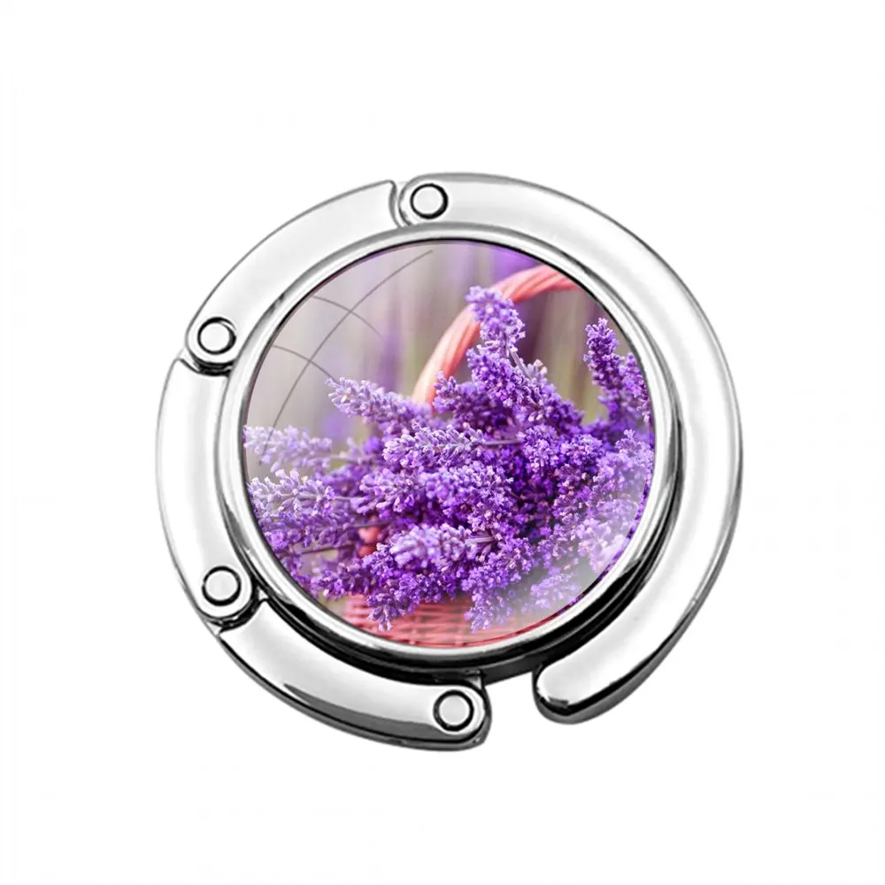 Tides Лавандовые поля фиолетовый цветок складной крючок для кошелька женского