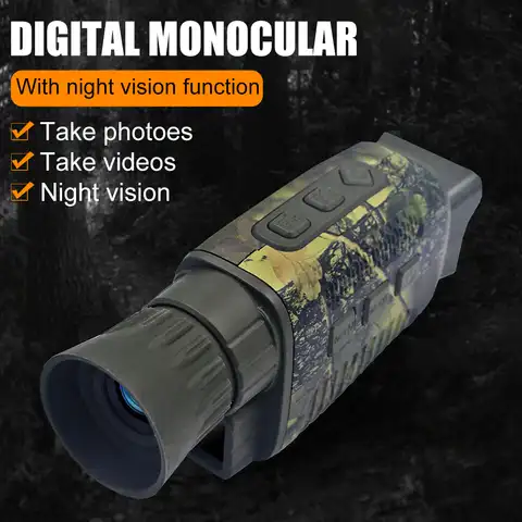 Цифровой Монокуляр с дневным/ночным видением, 5-кратным увеличением, USB-зарядка, телескоп для съемки фото видео, ЖК-дисплей 1,5 дюйма для наблю...