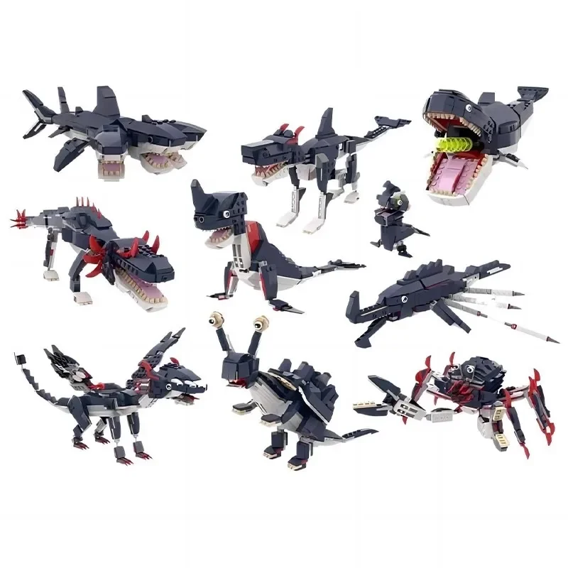 Морской организм акула строительный блок MOC Seaworld Abyssal монстр подводный мир