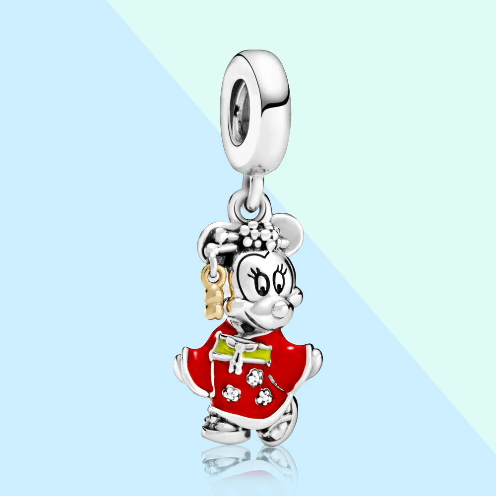 Pandora-Pendentif Minnie pour la fabrication de bracelets pour femme, cadeau de bijoux, original, doux et romantique, thème kimono souris, S925