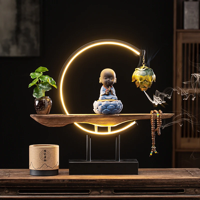 

Lamp Backflow Modern Incensory Smoke Electronic Figure Ramadan Buddha Incense Burner Ceramic Incensario Home Decorating Items