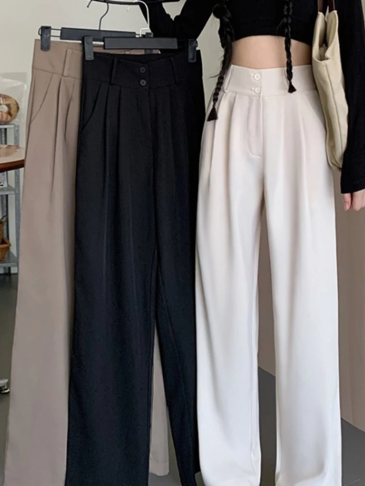 

Wide Leg Pants Women Office Lady High Waist Suit Pants 2023 Spring Summer Clothes All-match Casual Bottoms Black Loose Trousers