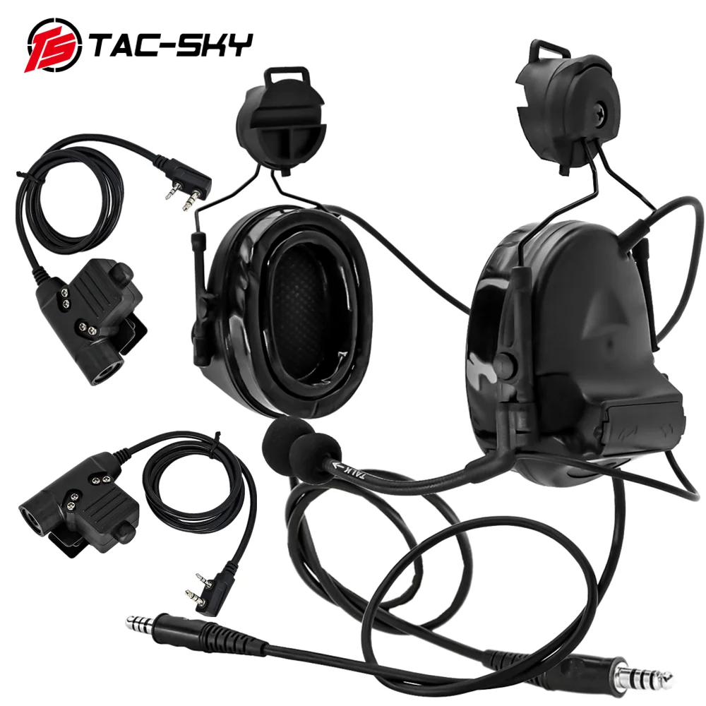 TAC-SKY Dual Communication COMTAC II Tactical Helmet ARC Track Adapter Bracket Version Noise Cancelling Pickup Shooting Headset