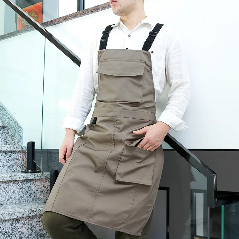 

Canvas apron embroidery logo printing catering special milk tea shop flower shop barista men's and women's work clothes