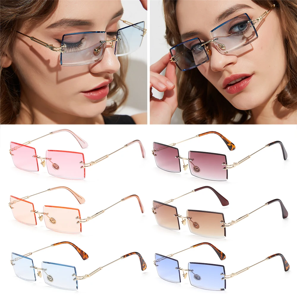 

Ultralight UV400 Eyewear Rimless Frameless Sunglasses Rectangle Sunglasses Vintage Sunglasses Sunglasses for Women