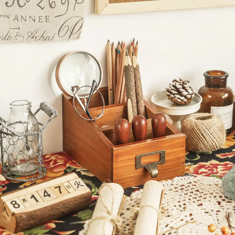 

Creative Designed Tilted Vintage Desk Organizer Wooden Decoration for Home Office Farmhouse
