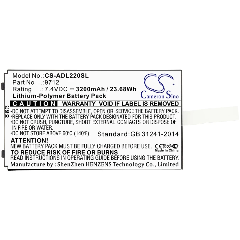 

Cameron Sino 3200mAh Battery for Additel 22XA Multifunction Calibrator,ADT 220 Multifunction Loop Calibrator,9712, 9702