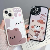 cute cartoon bunny bear case for iphone 12 11 13 pro max xr xs max x 6 6s 8 7 plus se3 2020 soft silicone lens protection cover