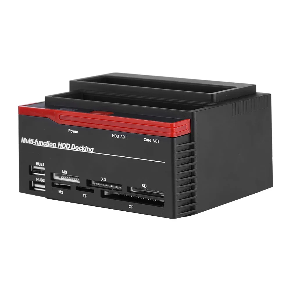 

Dual Bay 2.5"/3.5" SATA & IDE HDD Enclosure Docking Dock Station USB2.0 Hub Card Reader US Plug