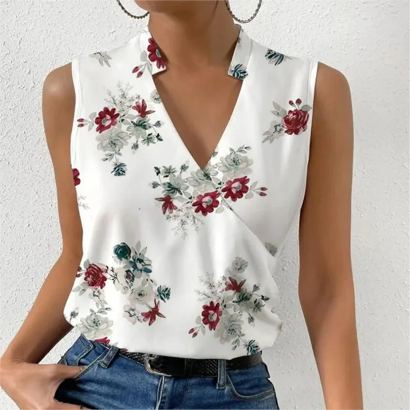 

Leisure V-neck Pullover Printed Women Chiffon Shirt Tops Summer Loose Fitting Blouse Femme Blusas Mujer Elegantes Y Juveniles