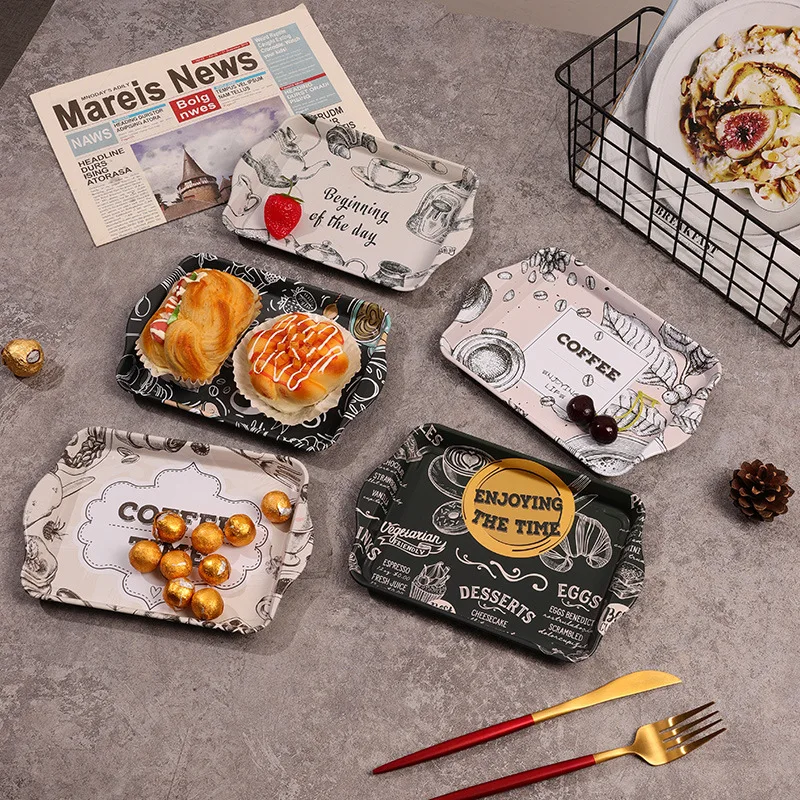 

Европейская винтажная железная Водонепроницаемая тарелка для завтрака, поднос для торта, тарелка для фруктов, еды, десерта, выпечки хлеба, к...