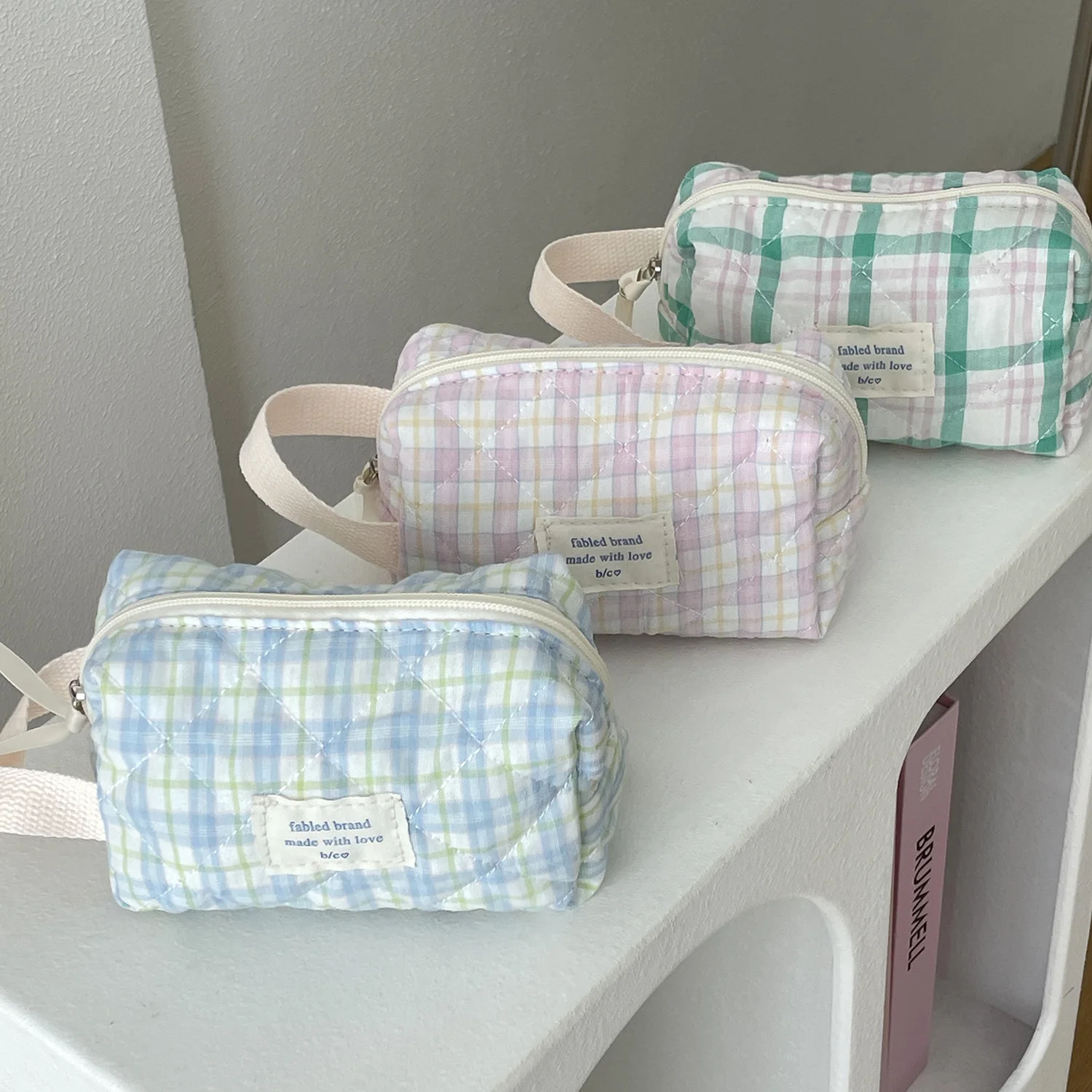 

Plaid Makeup Bag Multifunctional Cosmetics Organizer Pouch Travel Toiletry Bags Female Beauty Case Handbag