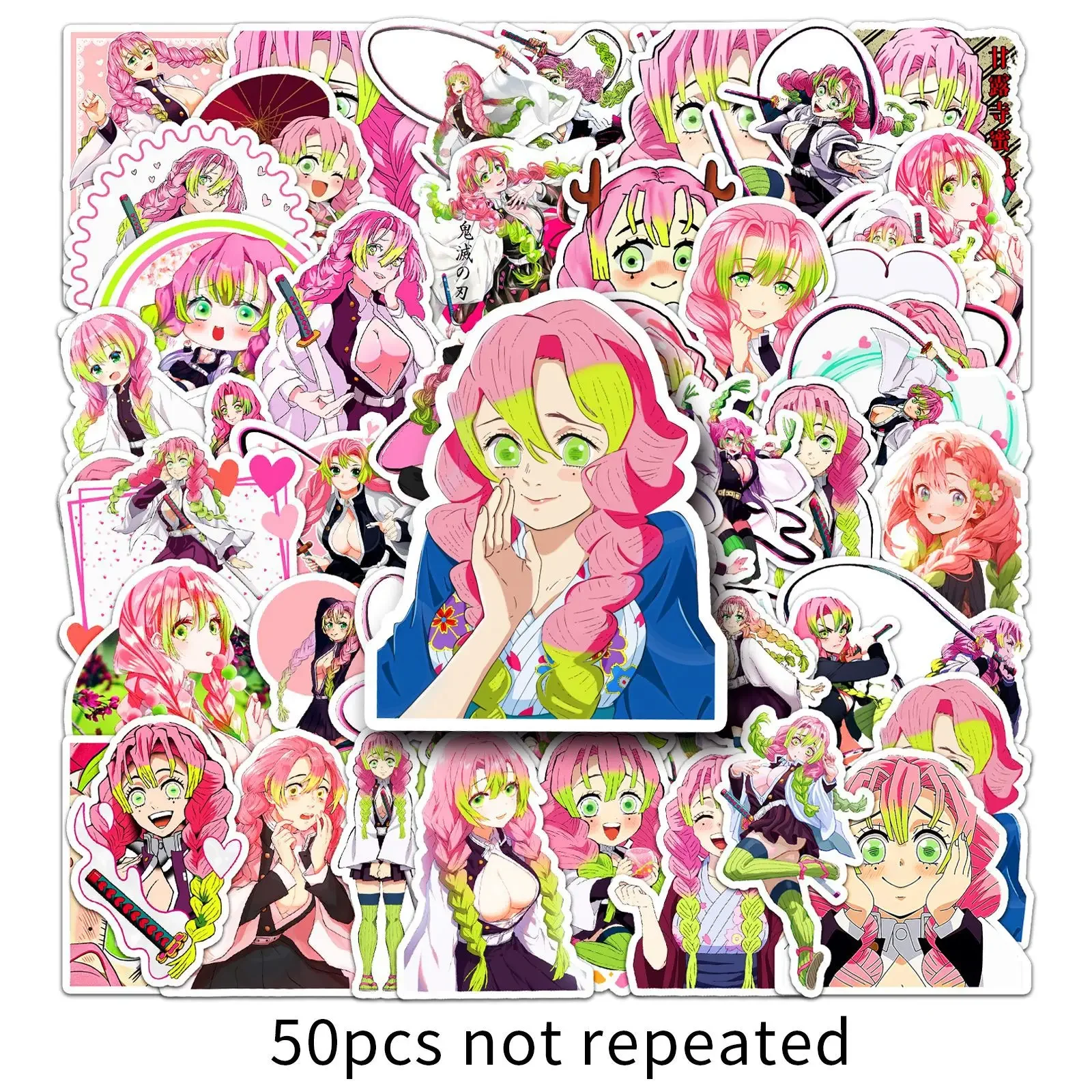 50 шт японского аниме Demon Slayer Kanroji Mitsuri граффити декоративная наклейка на чемодан с