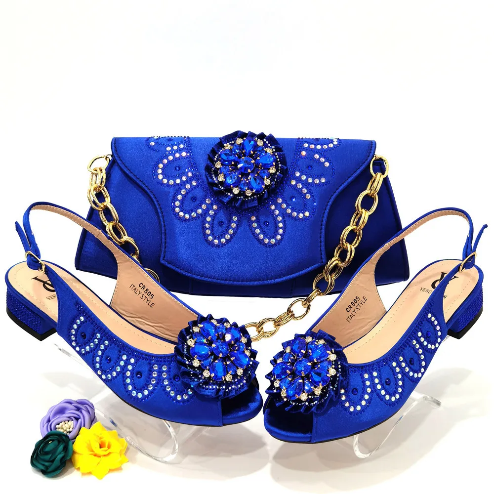 Синие африканские туфли и подходящая сумка итальянская обувь сумки для