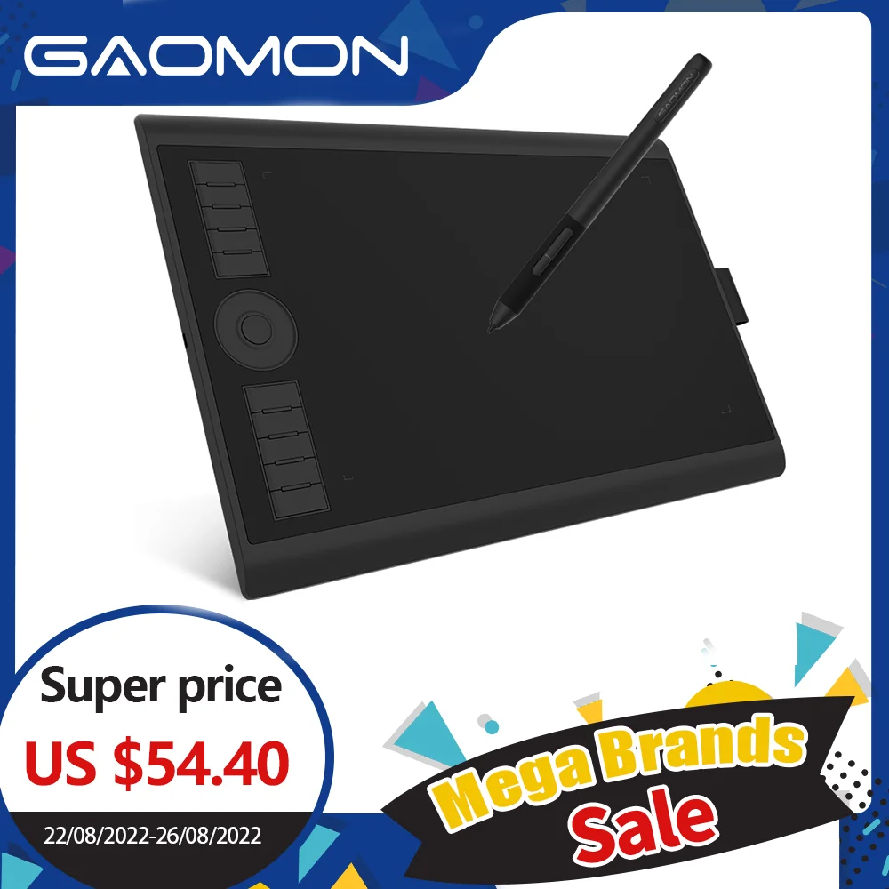 GAOMON M10K PRO 10 x 6.25 Inches Art Digital Graphic Tablet for Drawing Supports Tilt & Radial Function with 10 Shortcut Keys