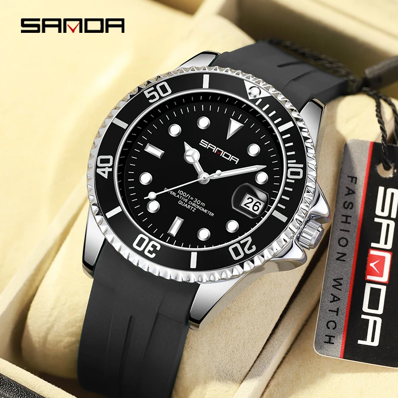 

SANDA Luxury Automatic Watch Men Mechanical Movement Silicone Strap Waterproof Watches Top Brand Wristwatch Montre Homme +Box