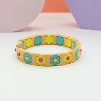 boho macaron colorblock ladies fashion rainbow bracelet diy original elastic string chain handmade bead string cuff bracelet