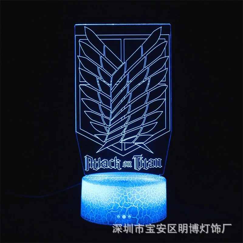 

Ночсветильник «атака на Титанов» 3d, светодиодсветильник лампа с гигантскими крыльями из аниме, акриловое украшение для вечеринки, фигурка ...