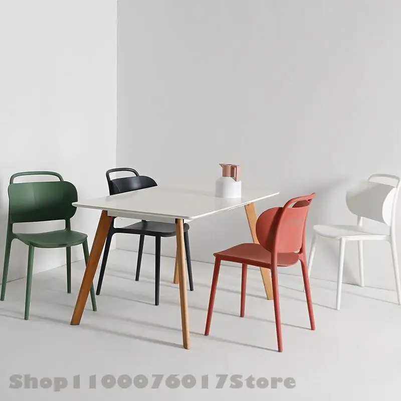Nordic Plastic Chair Backrest Thickened Modern Restaurant Casual Fashion Single Household Dining Stackable |