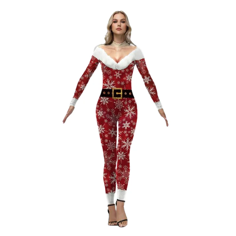 Рождественский костюм Санта-Клауса для взрослых необычный зентай косплея