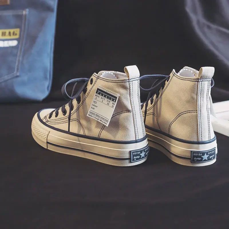 2023 Spring Season High Top Canvas Shoes for Women Thick Soled Canvas Shoes for Women Fashion Versatile Casual Board Shoes