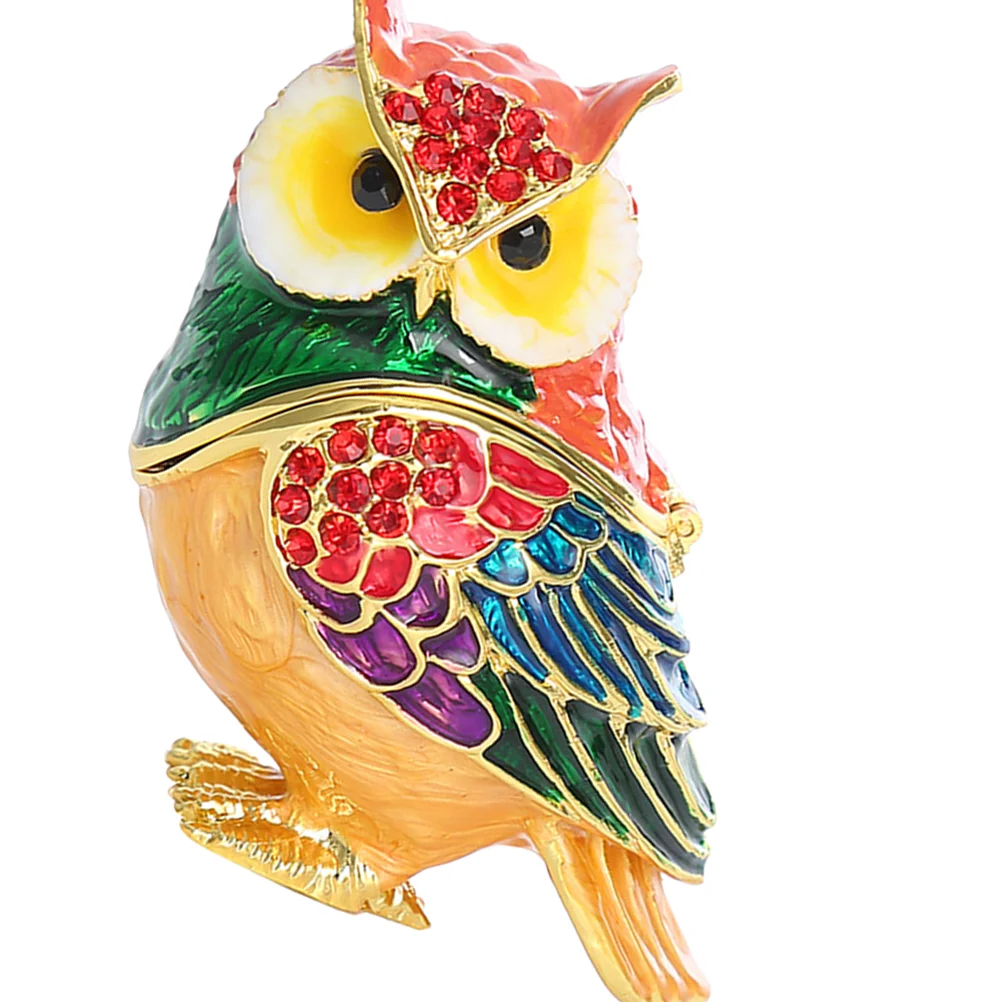 

Ring Box Tabletop Ornaments Organizer Storage Simple Necklace Earring Rhinestones Owl Jewelry Holder