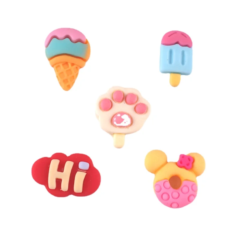 

10pcs Ice Cream "HI" Mouse Spacecraft Flatback Resin Cabochon Hair Rope Phone Case DIY Scrapbooking Embellishments Accessories