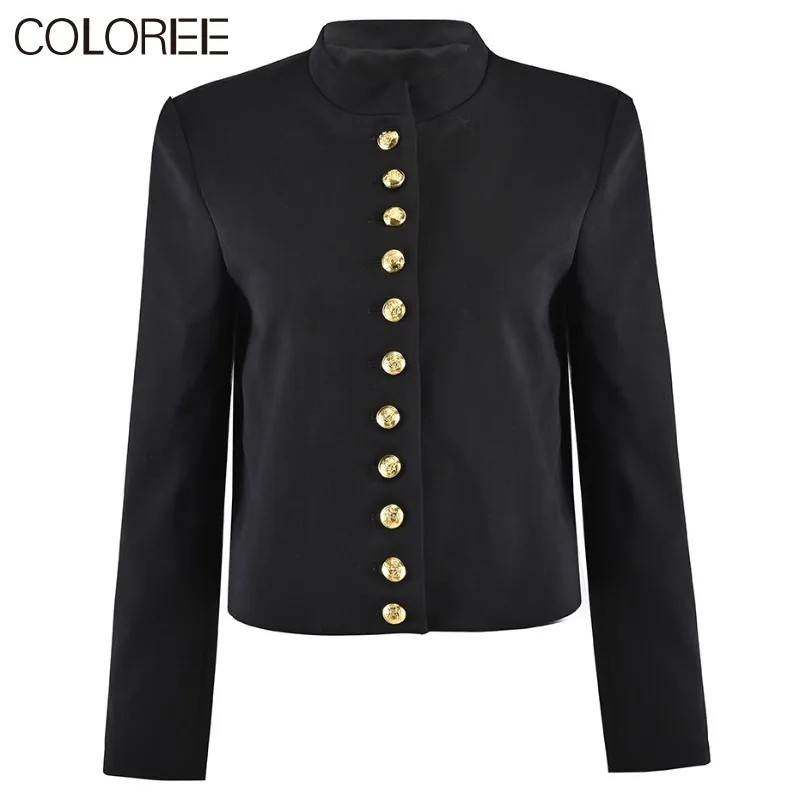 

Женский блейзер с золотыми пуговицами, черная Дизайнерская верхняя одежда, осень 2023
