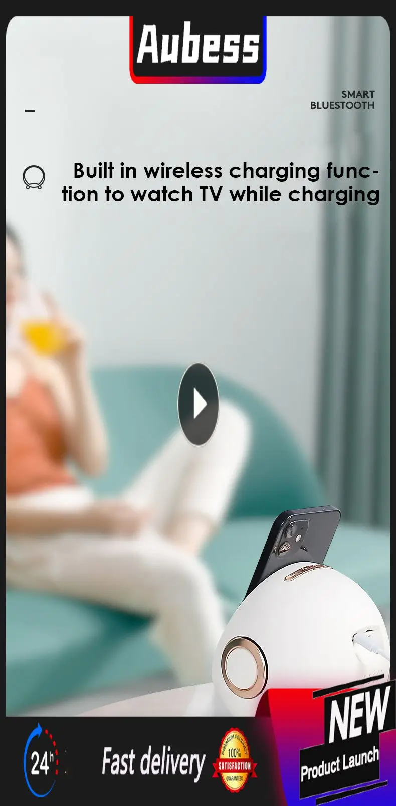 Display Loudspeaker Ai Voice Dialogue Small Audio Wireless Charging 4000mah Speaker Smart Home Alarm Clock