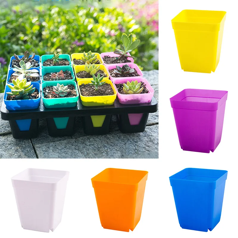 

1PC Desktop Vase Matte Plastic Square Flower Pot Mini Plant Nursery Planter Garden Home Decoration