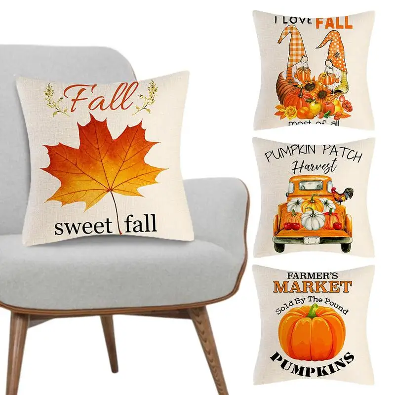 

Осенние наволочки 18X18 дюймов, Осенние декоративные наволочки для подушек, 4 шт., наволочки для диванных подушек на День Благодарения, наволочки для гном, наволочка для осени
