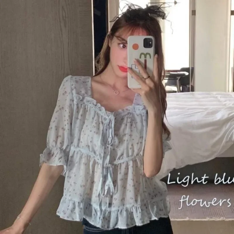 Женская шифоновая блузка с коротким рукавом размеры s-xxl