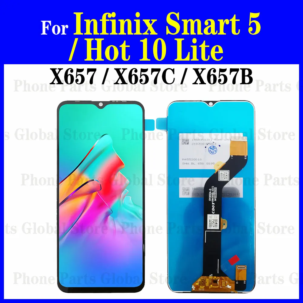 ЖК-дисплей 6,6 дюйма X657 для Infinix Smart 5 X657C, экран для Infinix Hot 10 Lite X657B, дисплей с сенсорным экраном и дигитайзером в сборе, замена