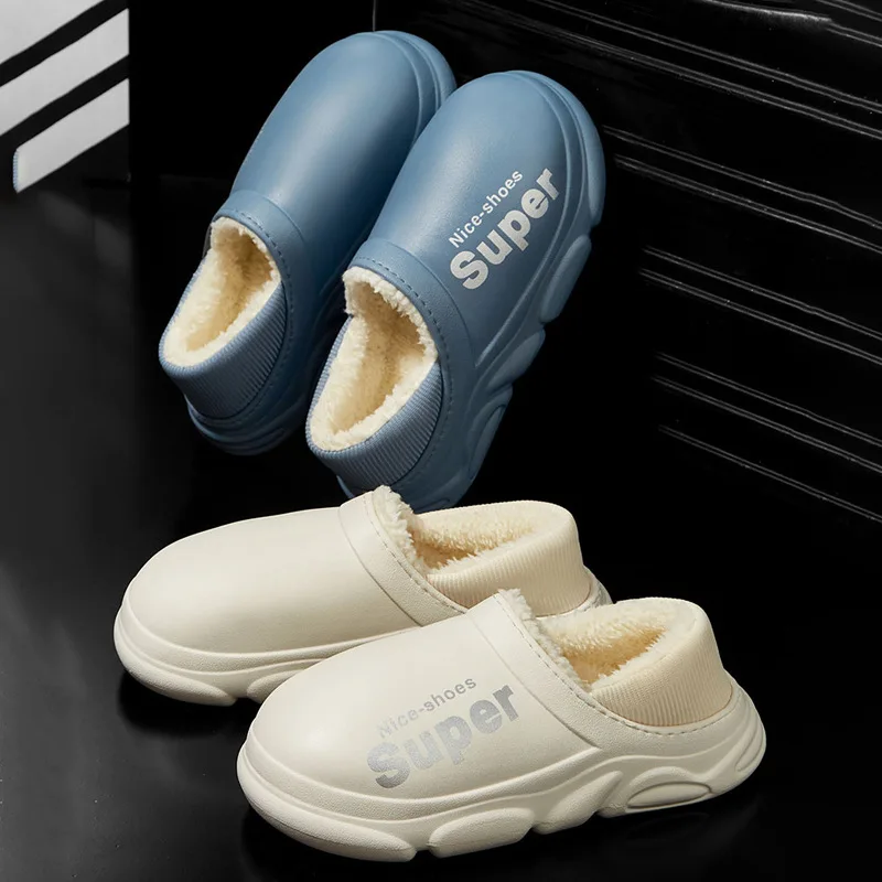 2022 New Winter Slippers Warm Men Shoes Waterproof Women Couples Non-Slip Plush Cotton Indoor Outdoor Kids Home Autumn Children