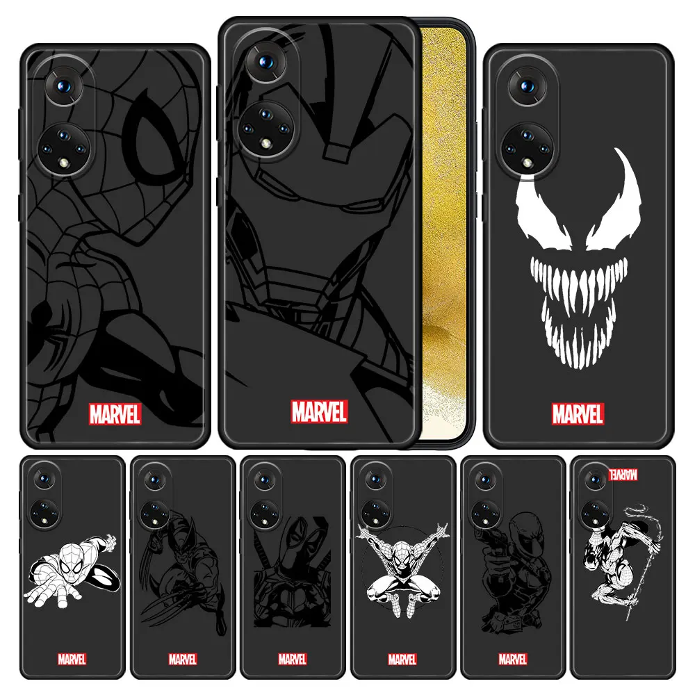 case-coque-for-honor-x9-20i-50-lite-x8-play-9a-30i-60-pro-x7-8x-se-9-10-play6t-cell-marvel-iron-man-spiderman-black-silicone