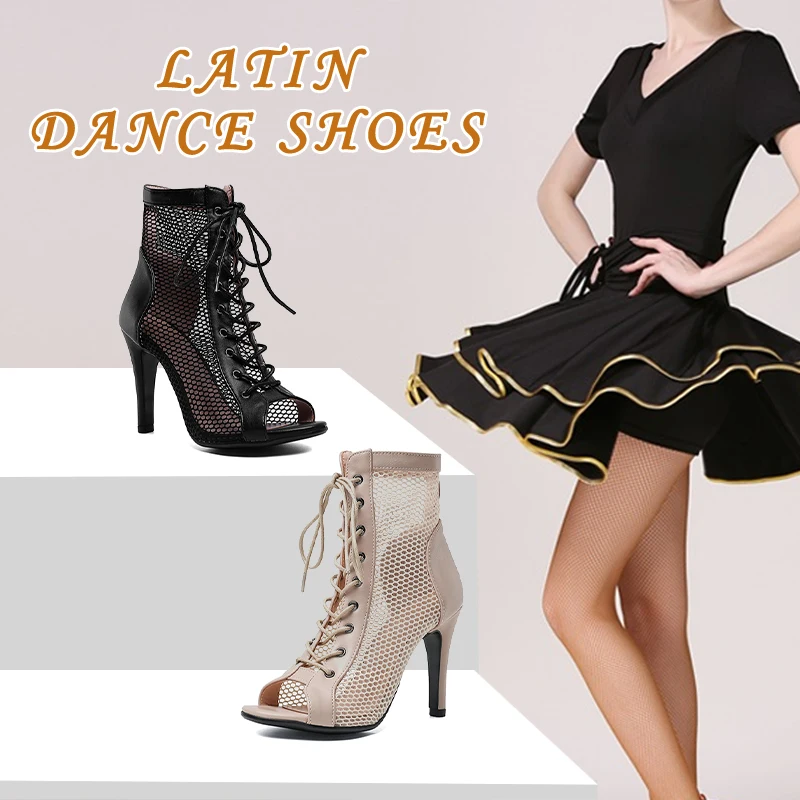 Women's Stilettos Dance Shoes High Heels Plus Mesh Boots Fish MouthThin Dancing Shoes For/Ladies Girl's Large Size 33-46 Outdoor