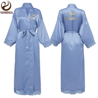 customize women long matt satin lace robes bridal kimono bride robes bridesmaid robes wedding party bathrobe sleepwear