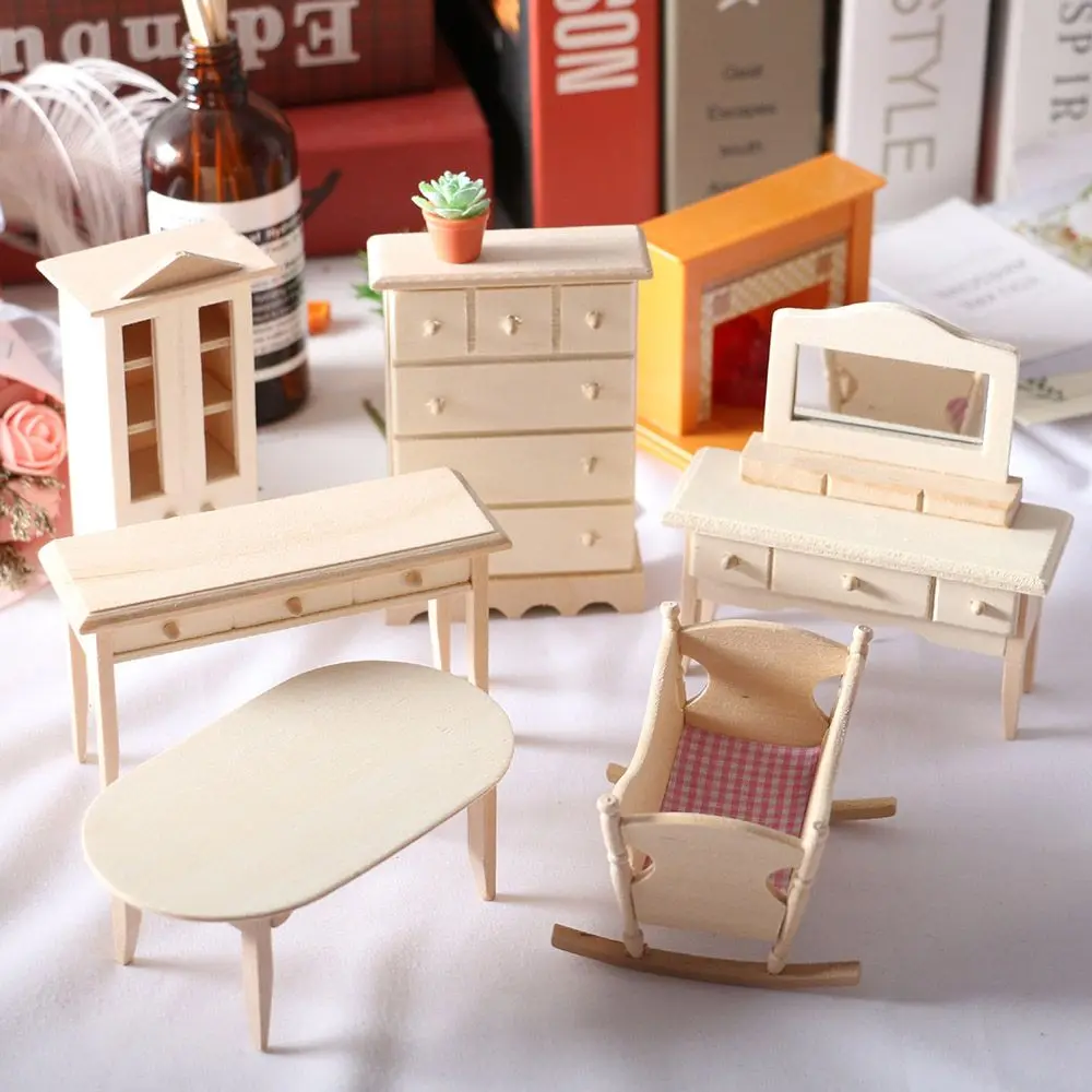 

1:12 Scale Wooden Miniature Dollhouse Accessory Bedroom Prop Cradle Cot Photographic Scene DIY Dolls House Simulated Toys
