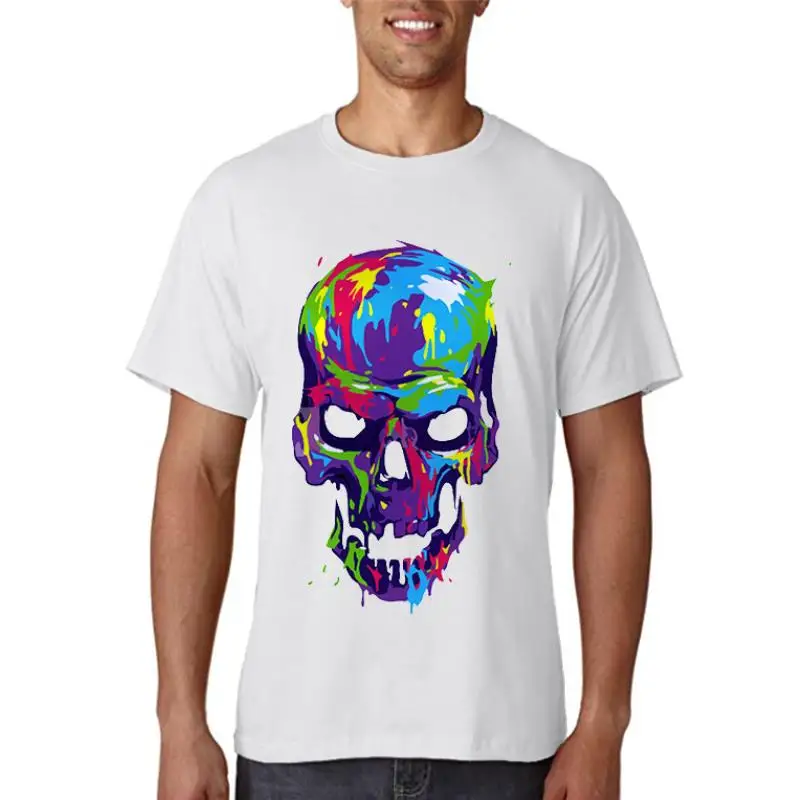 

Футболка женская с рисунком черепа, летняя Повседневная рубашка с коротким рукавом, уличный белый топ в стиле Харадзюку