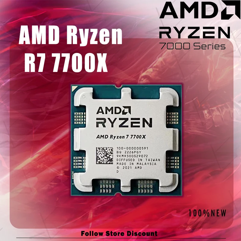

New AMD Ryzen 7 7700X R7 7700X 4.5 GHz 8-Core 16-Thread CPU Processor 5NM L3=32M 100-000000591 Socket AM5 But Without Cooler