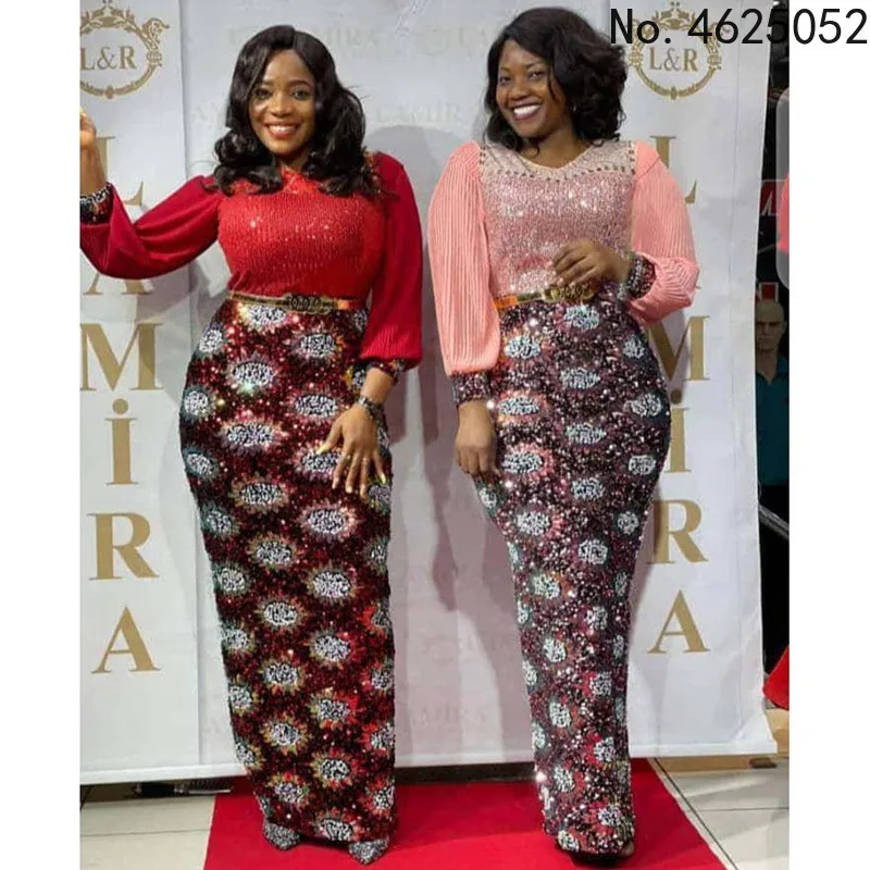 

Новинка, Европейская и американская африканская одежда Дашики, женское вечернее платье большого размера с блестками, роскошные длинные пла...