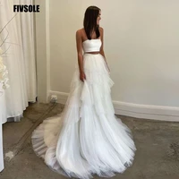 fivsole beach wedding dress 2022 skirt tiered tulle 2 pieces bride dresses long saudi arabia sleeveless wedding party dress
