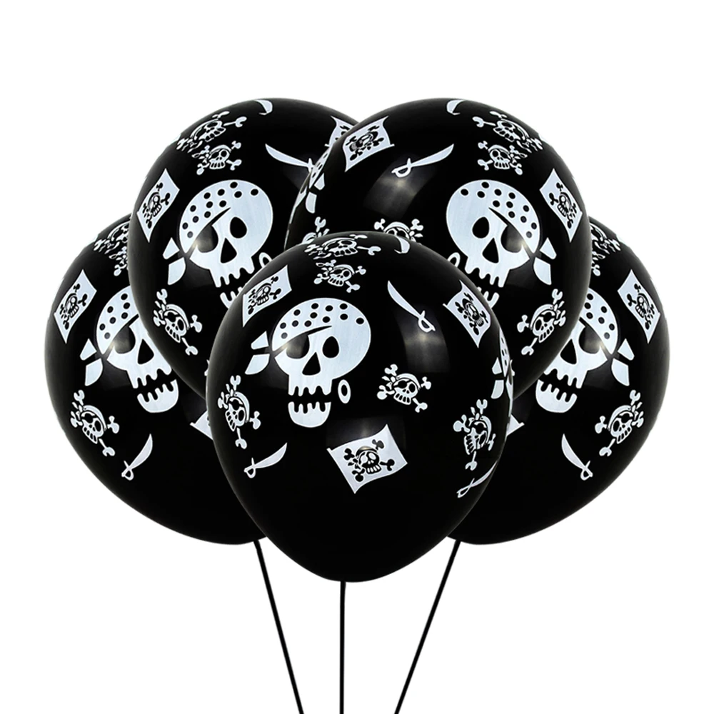 

10 шт., черные строительные украшения для Хэллоуина, пиратские воздушные элементы, украшения для дня рождения, детские игрушки