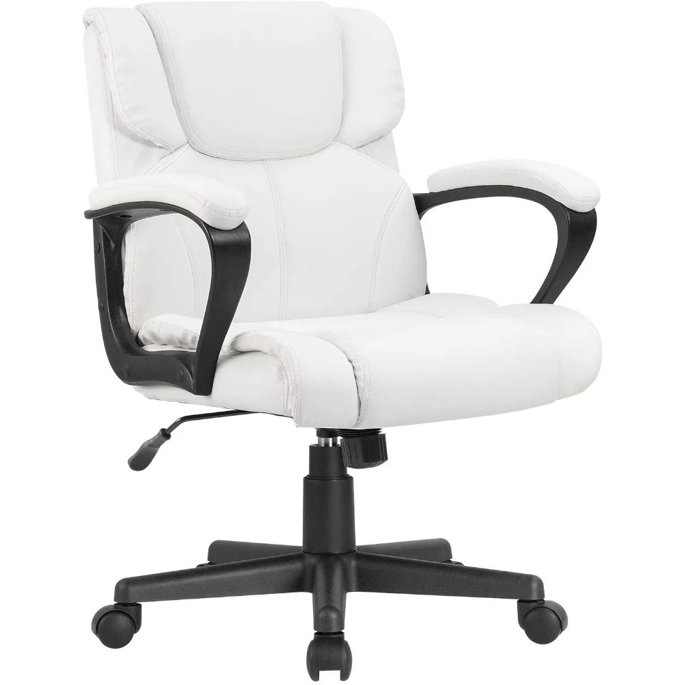 

Mid Back Office Desk Chair PU Leather Executive Chair Adjustable Business Manager’s Chair Ergonomic Swivel Computer Chair