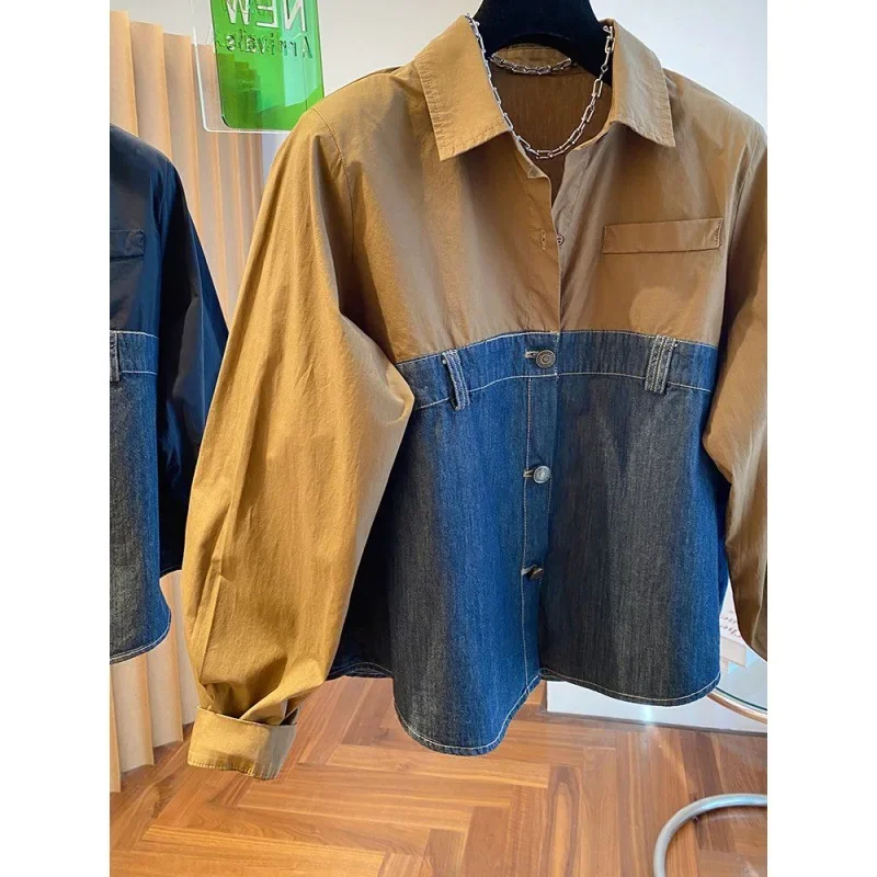 Женская осенняя рубашка Nichedenim с длинным рукавом чувственный дизайн 300 фунтов