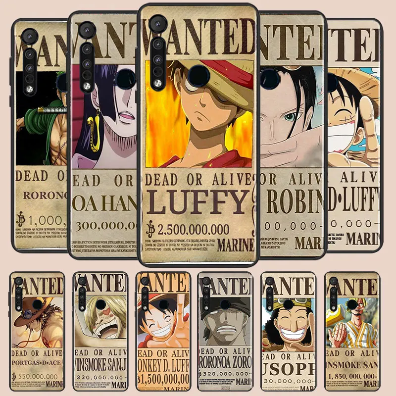 

One Piece Wanted Phone Case For Motorola E6 E7 One Marco G8 Play Plus G Stylus One Hyper Lite Plus G9 Black luxury Silicone Back