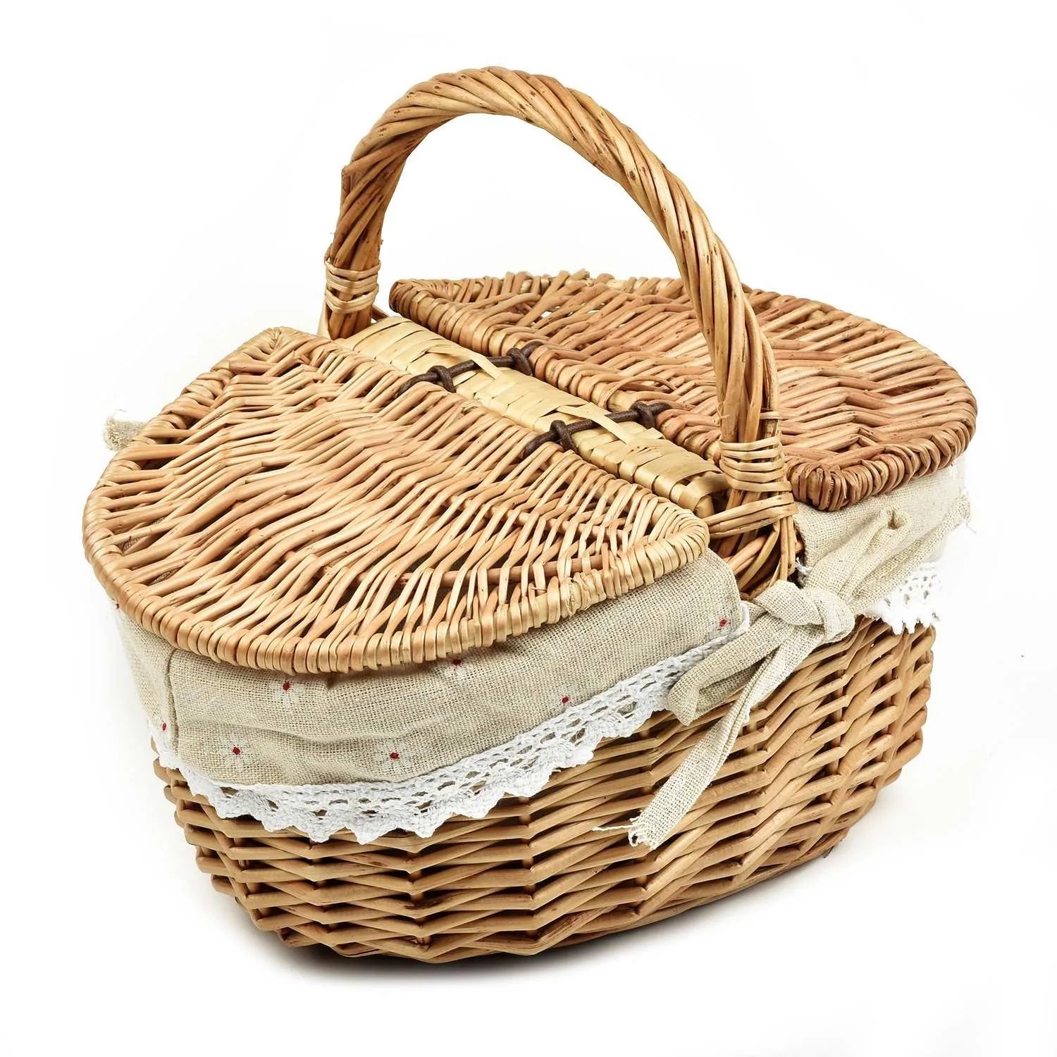 

Wicker Picnic Basket 35*25*17cm Multifunctional Picnic Basket Removable Cotton Lining For Picnic Hiking Camping Family Gathering
