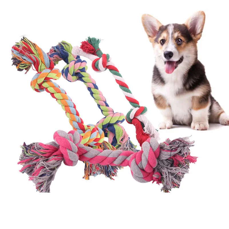 

Pet Dog Toy Double Knot Chewing Rope Knot Puppy Toy Clean Teeth Durable Braided Bone Rope Pet Molar Toy Pet Dog Supplies